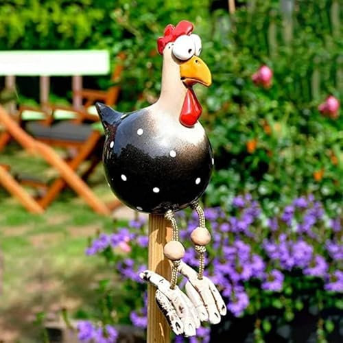 AIYONG Gallinas Decorativas Jardín, Esculturas de Pollo Resinoso para Jardín, Figuras de Pollo y Gallinas, Decoración de Exterior, Decoración para Terrazas, Balcón, Patio Trasero (Negro)