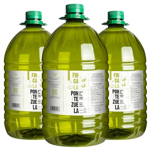 Finca La Pontezuela Aceite de Oliva Virgen Extra Picual 5 Litros - Garrafa de Aceite 5L Picual - Ideal para Uso Diario (Paquete de 3)