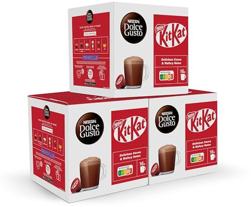 NESCAFÉ Dolce Gusto Kitkat - Cápsulas de Café, 48 Cápsulas (3x16) - Bebida de Chocolate - Originales para cafeteras Dolce Gusto