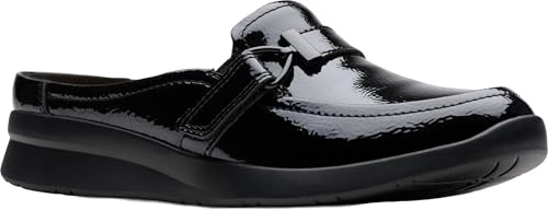 Clarks Women's Ellowyn Amelia Black Crinkle Patent Synthetic 9 Wide