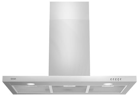 Svan Hotte Aspirante Type T 90cm, Inox, SCPT901AX. Puissance 641m3/h, 3 Vitesses, 2 Filtres, 68 dB Niveau Sonore, Commande Manuelle, Filtres Lavables Lave-Vaisselle