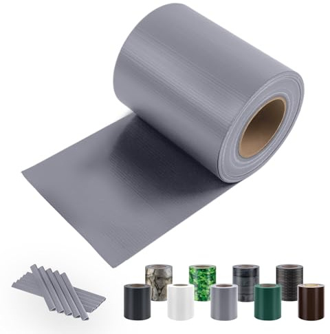 Sunnylaxx Strisce Frangivisto in PVC, 20m x 19cm, Grigio Chiaro 450g/m² con 15 Clip Frangivento da Recinzione,Protezione Privacy per Giardino