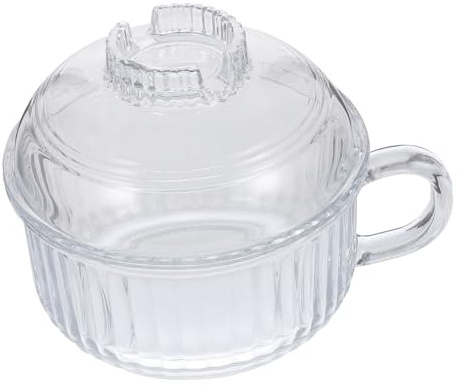 DIYEAH Ciotola Di Vetro Resistente Al Calore Con Coperchio e Manico, Contenitore Per Alimenti Adatto a Forno e Microonde, Ciotola Trasparente Per Cucina Domestica e Conservazione, Facile Da Pulire,