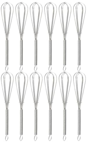 Hsthe Sea Batidores de alambre pequeños, batidor manual, acero inoxidable, plateado para mezclar, batir, juego de utensilios de cocina duraderos (5 pulgadas/12 piezas)