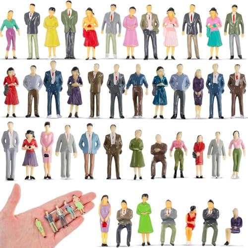 VICDUEKG 50 pezzi 1: 50 HO Scala Modello Figure Diverse Pose Sedute e In Piedi Piccoli Modelli di Persone Miniature Figure Modello Architettonico Dipinto Miniature