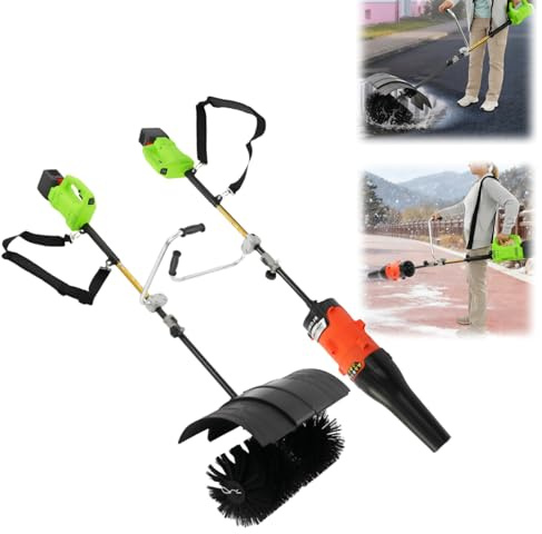 HUOMMGS Soplador de hojas y quitanieves 2 en 1 con batería con cabezal de 55 cm, cubierta protectora, pala de nieve profesional, barredora de carretera, alto rendimiento, quitanieves para hojas, nieve