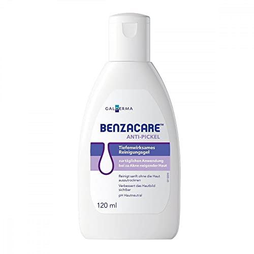 BENZACARE Anti-Pickel Reinigungsgel für zu Akne neigende Haut, 120ml, Reinigt sanft, ohne die Haut auszutrocknen, Reinigungsgel mit Glycerin, Ringelblume und Aloe Vera, Dermatologisch getestet