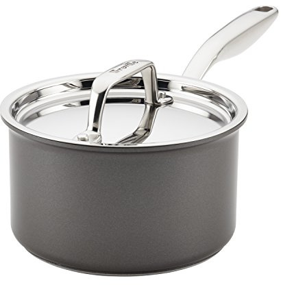 Breville - 84478 Breville Thermal Pro Hard Anodized Nonstick Sauce Pan/Saucepan with Lid, 2 Quart, Gray