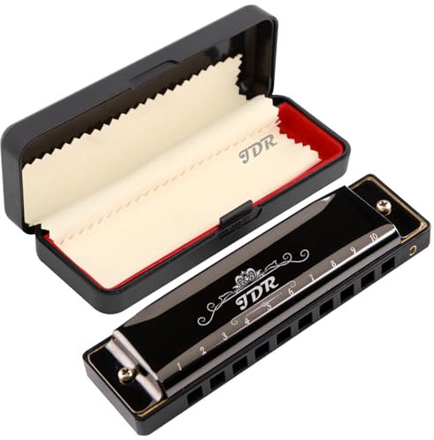 JDR Mundharmonika, 10 Löcher, 20 Töne, mit 1 mm Plattenstruktur, für Anfänger, Kinder, Musiker geeignet für jeden Anlass, wie Blues, Folk, Jazz und Pop