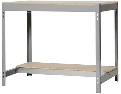 Simon Rack Arbetsbänk, 400 kg Lastkapacitet, 842x910x760 mm, DIY Arbetsbord Garage, Grå/Trä – BT0