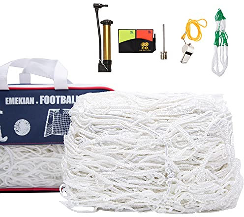 EMEKIAN 2 Stück FußBall-Ersatz-Tornetz, Schwerlast StrapazierfäHiges Polyester-FußBallnetz, Netz in Voller Größe Für Das Wettkampftraining, 3,2 M X 2 M (5v5), Enthält Keine Torpfosten