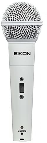 PROEL Eikon DM800WH - Micrófono dinámico para voz, canto y karaoke, color blanco + cable Cannon XLR 3P macho a Cannon XLR 3F hembra de 4,5 m, negro (Eikon DM800WH)
