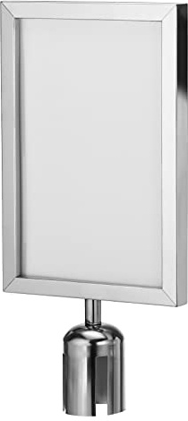 PATIKIL 12.4x8.5 Inch Stanchion Sign Holder, Stanchion Top Sign Frame Vertical Double Sided Poster Display for Crowd Control Queue Barrier, Silver