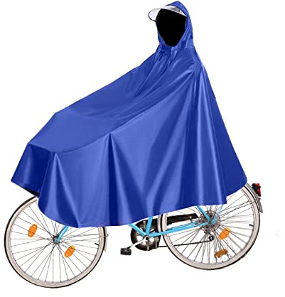 Fayemint Mantella da Bicicletta, Mantella Antipioggia Unisex, Impermeabile Portatile Mantella Antipioggia, con Cappuccio, per Biciclette, Bici Elettriche, Mountain Bike (Blu)