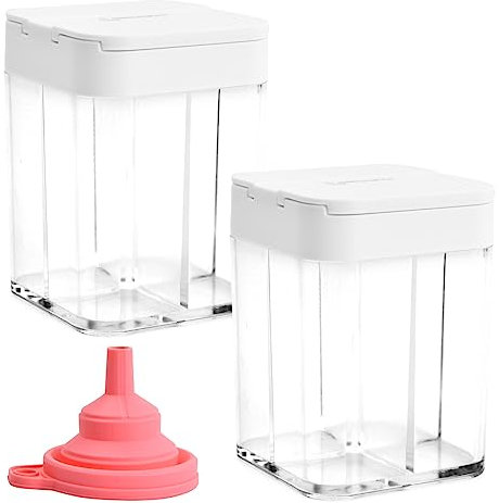 Pinsheng Vier in One Gewürzdosen, 2 Stück Gewürzdosen mit Trichter, Pfefferstreuer, Camping Küche Gewürzbox Transparent Gewürzbehälter für Salz, Pfeffer, Gewürze, Zucker