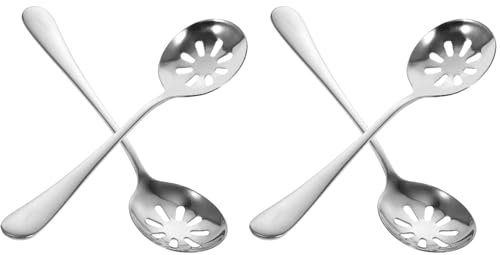 BESTonZON 4 Pièces Louches à Soupe en Acier Inoxydable, écumoire Cuisine, Passoire en Acier Inoxydable Petite Cuillère, Cuillère De Service Soupe Accessoires Ménage