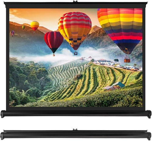Pyle 50 Inch Portable Projector Screen - Portable Floor Standing, Manual Retractable Pull-Out Style, Mobile Movie Screen, Home Theater Cinema Wedding Party Office Presentation, Quick Assembly