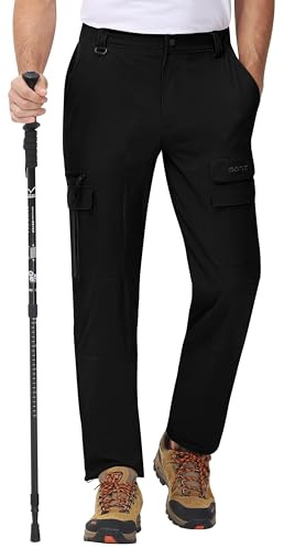 MoFiz Pantalon de Randonnée Homme Léger Pantalon Cargo de Trekking Montagne Travail d'extérieur Séchage Rapide Sport Décontracté Pant avec 7 Poches Noir EU 3XL (US 2XL)