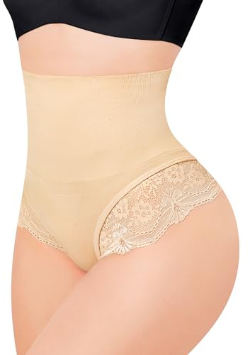 KUMAYES Guaina Contenitiva Donna Mutande Contenitive Slip Dimagrante Pancia Piatta Intimo Modellante Contenitivo Vita Alta Snellente Senza Cuciture (Beige, XL)