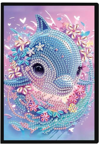 DCIDBEI Peinture Diamant Carnet A5 Blanc Carnets Vierges Journal Livre Diamond Painting Carnet de Croquis de Peinture Diamant A5 Carnet de Voyage Bloc-Notes Carnet de Dauphin Adulte