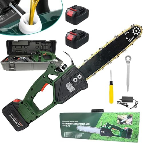 21 SHOP® Motosega a Batteria con Lama da 12 (30cm) Taglio Massimo 30 cm Elettrosega due Batterie 68V 6000mAh con Pompetta Olio per Lubrificazione Catena Automatica per Tagliare Rami e Legno