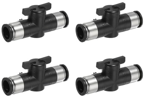 PATIKIL Válvula De Bola De Conexión Rápida De 16 Mm (3/5), 4 Piezas Válvula De Control De Flujo De Aire BUC De 0-60 Grados Conectores Rectos Rápidos Accesorio De Manguera De Aire Para