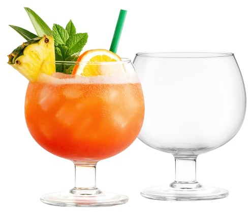 Final Touch Fishbowl, set di 2 bicchieri da cocktail extra large per margarita, daiquiri, feste vivaci, matrimoni, regali, bicchieri con stelo spesso e lavabili in lavastoviglie