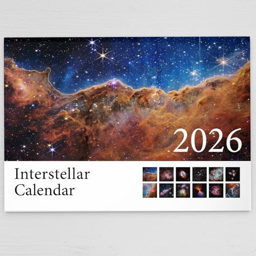 2026 Interstellar Calendar Featuring Beautiful Imagery Captured By The James Webb Telescope - Includes All UK & World Holidays & Dates Included | Perfect Christmas Calendar for the Home and Office