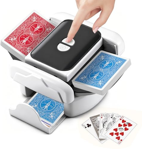 Automatic Card Shuffler Machine 2 Deck, Portable and Low Noise Playing Cards Shuffling Machine with Rechargeable, Electric Card Shuffler for Casino Poker, UNO, Blackjack, Skip-Bo, Phase 10