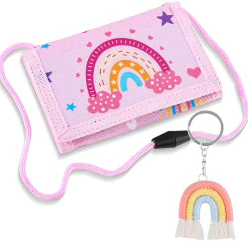 Fizdoqg Portmonee Kinder Regenbogen, Regenbogen Wallet Mädchen | Children's Wallet Girls, Portemonnaie Mädchen für Geburtstagsgeschenk, Schulanfang