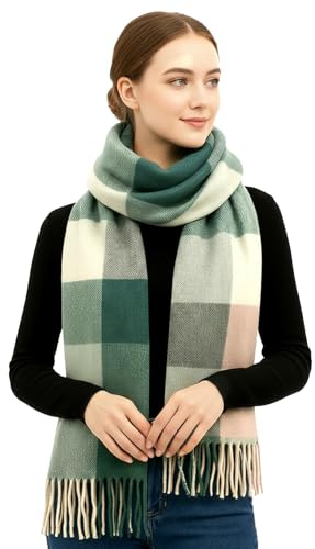 RUGBOL Sciarpa, a righe e quadri, unisex, caldo invernale, coperta lavorata a maglia, regalo di Natale, di compleanno e di Capodanno (Stile 2)