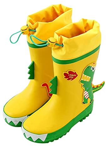 Generisch Bottes en caoutchouc doublées pour enfant - 25 chaussures de pluie mignonnes - Imprimé animal - Coupe-vent - Imperméables - Semelle profilée - Antidérapantes - Wellies - Semelle épaisse, a