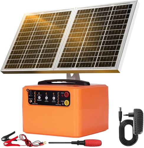 6-12kv Justerbar Utgång Solstängsel Laddare, 30 Mil Elektriskt Stängsel Laddare För Boskap, 1,5j Solcellsladdare, 15w Solenergi Elektriskt Stängsel, 24h Skydd Soldrivet Elektriskt Stängsel Kit