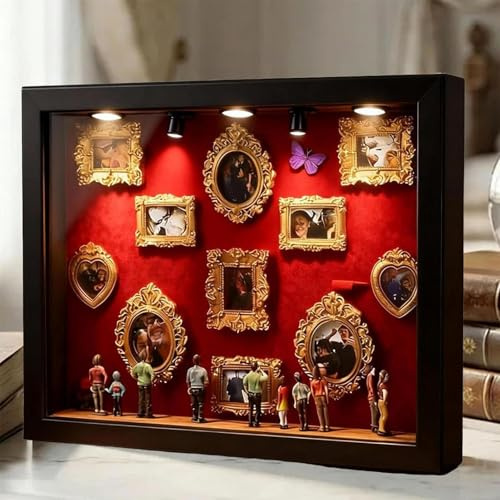 Scatola Fai Da Te Con Silhouette Mini Museo, Mini Scatola Fai Da Te Con Sagomas Museale, Kit Cornice ScatolaOmbra Con 11 Cornici Per Foto In Miniatura Con 8 Figurine Per Amici Di Coppie