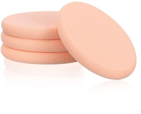 Nogeqi 4 esponjas de maquillaje planas para base, esponja ovalada, esponja de maquillaje para cara, esponjas aplicadoras de maquillaje para natural, fácil, suave, larga duración