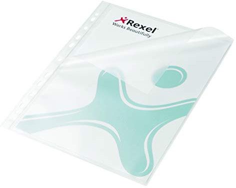 Rexel 22378490 Dokumentenhülle mit Klappe mit Standardlochung, A4, aus PP-Folie 110 my, 10 Stück, hochtransparent