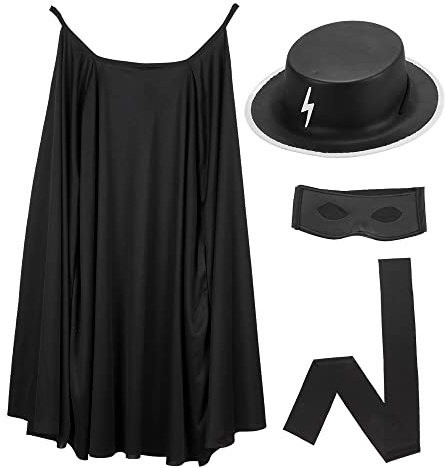W WIDMANN MILANO Party Fashion - Set de costume Bandit masqué, cape, chapeau, masque, bandeau ventral, fête à thème, carnaval
