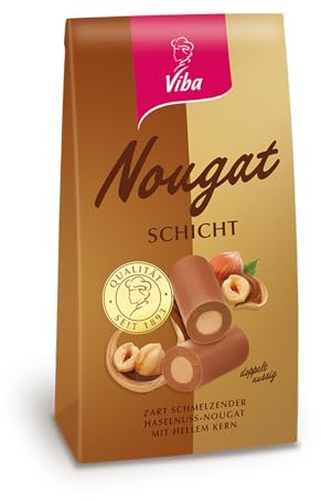Viba Schicht-Nougat Minis – Beutel mit 10 Minis à 10 g – Heller & dunkler Haselnussnougat – Zartschmelzender Nougatsnack – 100 g zum Teilen & Genießen