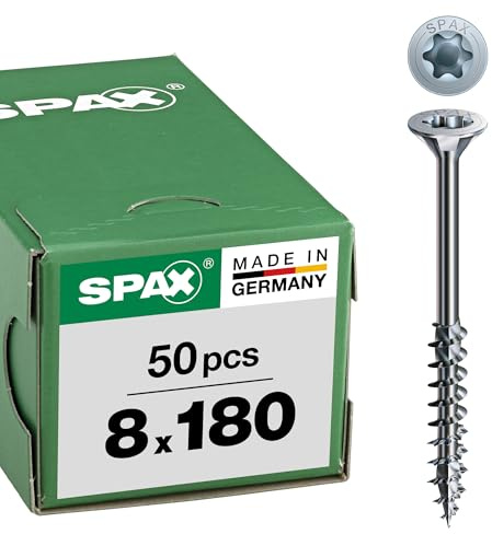 Holzbauschraube, 8 x 180 mm, 50 Stück, Teilgewinde, Senkkopf, T-STAR plus T40, 4CUT, WIROX - 0191010801805