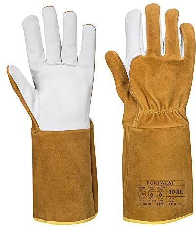 Portwest - Guanti per saldatura TIG Ultra Welding Gauntlet, colore marrone, misura: L, A521BRRL