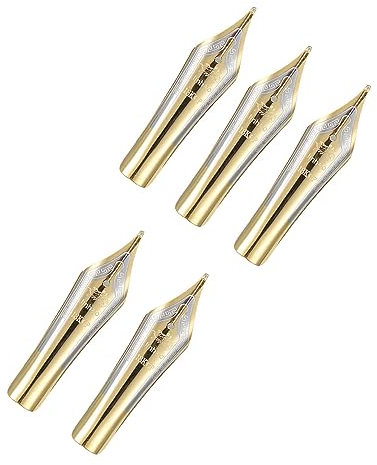 DAGIJIRD 5PCS 0.5mm Medium Fine Nib Fountain Pen Iridium Tip Nibs Gold Fountain Pen Fine Nib