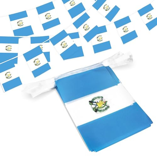 Anley Guatemala String Flag Vimpelflaggor, Patriotiska evenemang 15 september Guatemalas självständighetsdag Dekoration Sportbarer - 33 fot 38 flaggor
