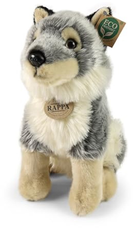 Rappa - 221727 - Sitzender Wolf, Plüsch, 28cm x 19cm x 13cm, Handwäsche, ECO-Friendly