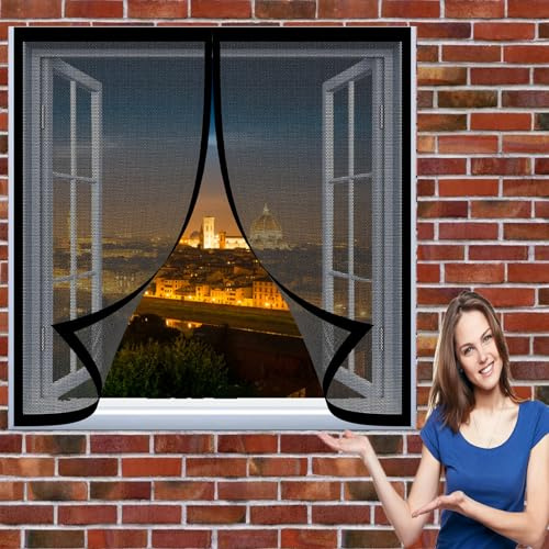 Anti Zanzare Autoadesivo Rete Tenda 75 x 140 cm Tenda Totalmente Magnetica Traspirante Aria Fresca Magneti Rete Anti Zanzare Anti Insetti Zanzariera per Finestre a Battenti, Nero