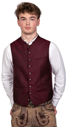 Edelnice Trachtenmode Chaleco tradicional de alta calidad en diferentes colores, tallas 46-62, rojo, 50