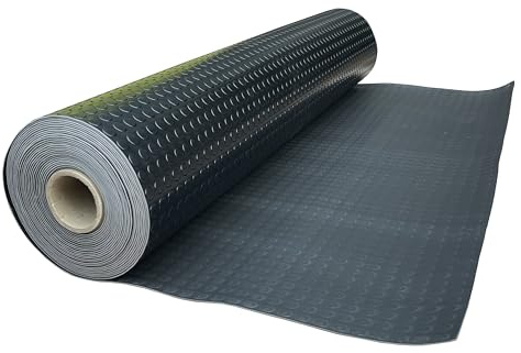 Shield Autocare © Heavy Duty Commerical Grade PVC Vinyl Floor Matting Garage Industrial Coin Penny Pattern Black | Blue | Light Grey | Dark Grey | 1.3m Width | 3mm Thick (Black, 1.5m x 1.3m)