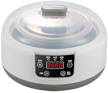 LOVIVER Yaourtière automatique 1,2 l, professionnelle, multifonctionnelle, électrique, à faible bruit, récipient intérieur en acier inoxydable