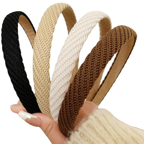 Zernblend 4 Stück Trendige Stirnbänder, Haarreifen Damen, Haarreif, Haarreifen (Schwarz/Beige/Kaffee/Braun)