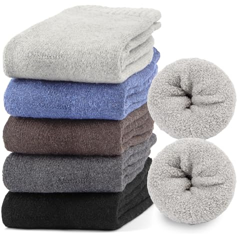 Chalier Finery 5 Paires Chaussettes en Laine pour Femmes, Chaussette de Randonnée Mérinos en laine, Chaussette Hiver Thermiques Chaudes pour Femmes, Douces et Chaudes, EU36-41