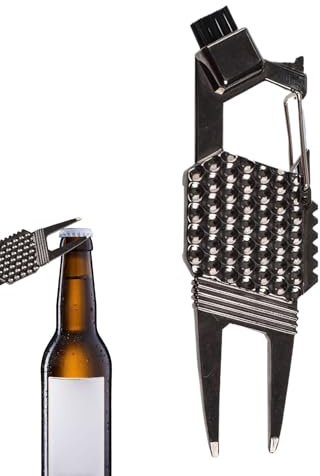 Generisch Herramientas de reparación de divot de golf, herramienta multifuncional de aleación con marcador de bola, limpiador de surcos, bolsas de golf, accesorios para mujeres, hombres, principiantes